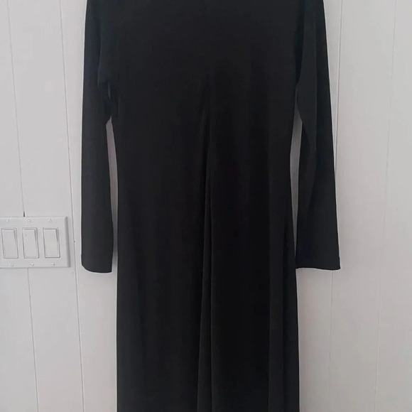 Staples Long Sleeve Stretchy Black Dress Scoop Neck Back Zipper - Picture 4 of 7